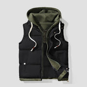 Gilet matelassé à capuche noir, vue de face