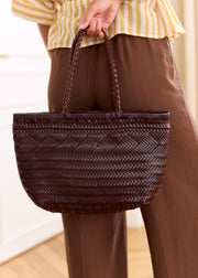 Sac tressé cuir végétal marron