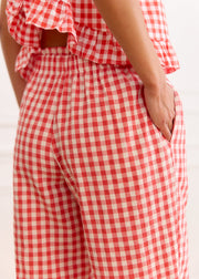 Pantalon vichy corail volanté