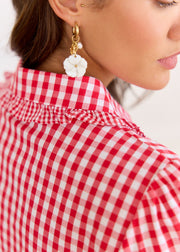 Chemise vichy rouge volantée