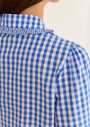 Chemise vichy bleu volantée