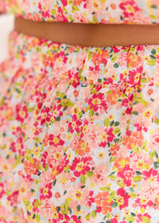 Pantalon ample rose fleuri en coton