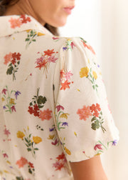 Robe beige fleurie