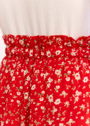 Pantalon fleuri rouge fluide