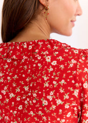 Blouse rouge fleurie
