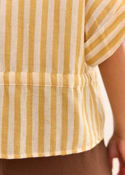 Blouse rayée jaune poches à rabats