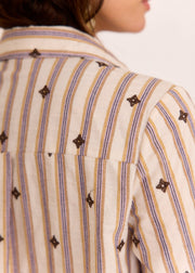 Chemise beige rayée