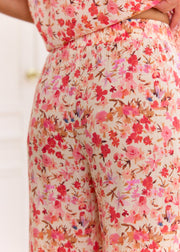 Pantalon fleuri rose viscose
