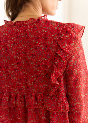 Robe rouge fleurie