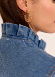Veste denim col montant volanté
