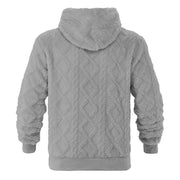 Sweat à capuche aspect duveteux gris clair — pièce isolée, vue de dos