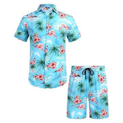 Ensemble chemise short motif tropical