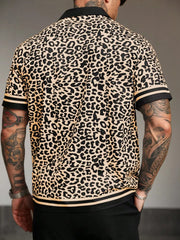 Chemise léopard manches courtes beige — vue portée de dos