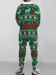 Ensemble top jacquard pantalon vert à motif de sapins de Noël — vue portée de dos