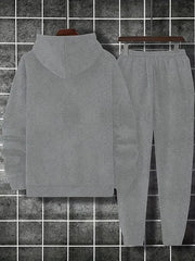Ensemble à capuche inscriptions contrastantes gris — pièce isolée, vue de dos