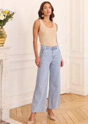 Jean taille haute bleu ciel