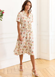 Robe beige fleurie
