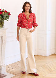 Blouse rouge fleurie
