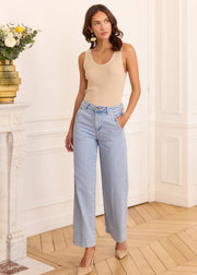 Top maille légère dorée fluide