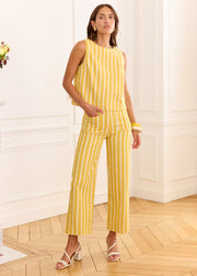 Pantalon jaune rayé 7/8