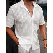Chemise rayée à manches courtes blanc — vue portée de face