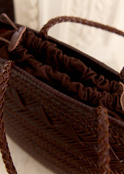 Sac tressé cuir végétal marron