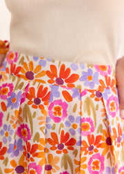 Jupe longue fleurie orange violet