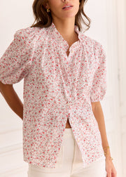 Blouse fleurie à manches courtes