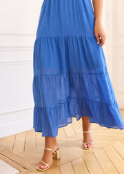 Robe longue bleue dos nu