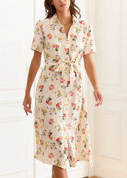 Robe beige fleurie
