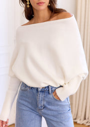 Pull écru Judy — vue portée de face, debout