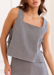 Top vichy marine encolure carrée