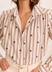 Chemise beige rayée
