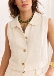 Top ivoire col Claudine