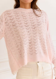 Pull rose Roxy — vue portée de profil