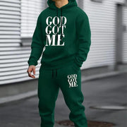 Ensemble à capuche inscriptions contrastantes vert foncé — vue portée en pied