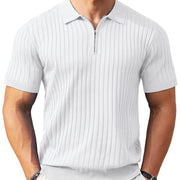 Polo maille manches courtes blanc — pièce isolée, vue de face