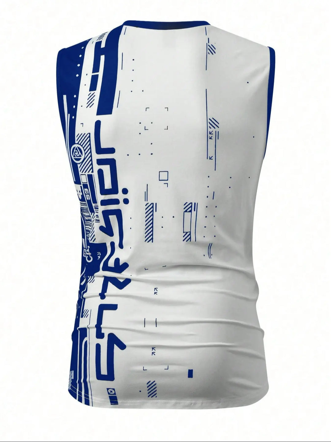 Haut sans manches blanc et bleu, vue produit