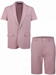 Costume à manches courtes rose — vue à plat, veste et short