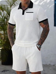 Ensemble t-shirt blocs de couleur blanc — vue portée de face, debout droit