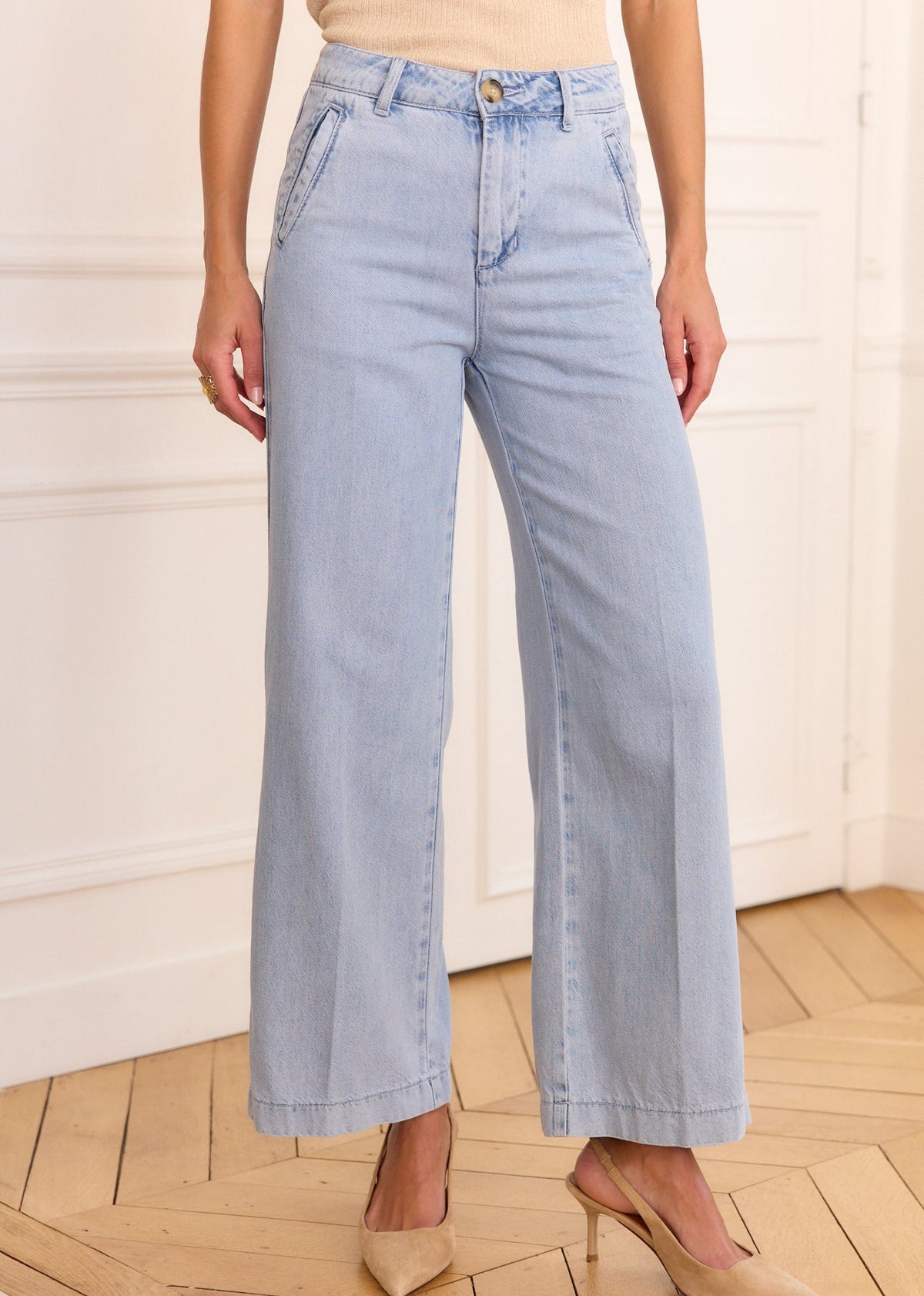 Jean taille haute bleu ciel