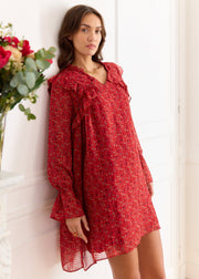 Robe rouge fleurie