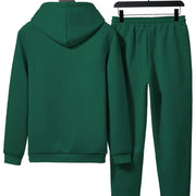 Ensemble à capuche inscriptions contrastantes vert foncé — pièce isolée, vue de face