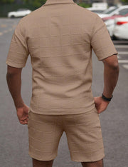 Ensemble manches courtes beige — vue portée de dos