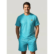 Ensemble t-shirt short motif relief