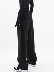 Pantalon de jogging baggy noir, vue portée de profil