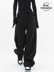 Pantalon de jogging baggy noir, vue portée de face
