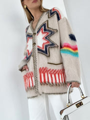 Cardigan oversize tricot khaki