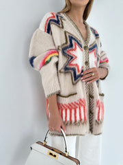 Cardigan oversize tricot khaki