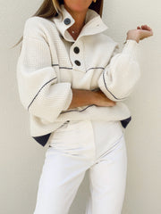 Pull col ouvert boutonné